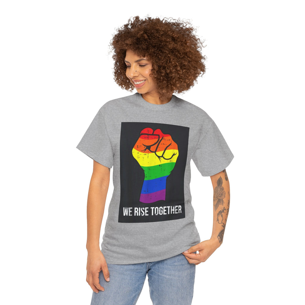 We Rise Together Rainbow Fist T-Shirt