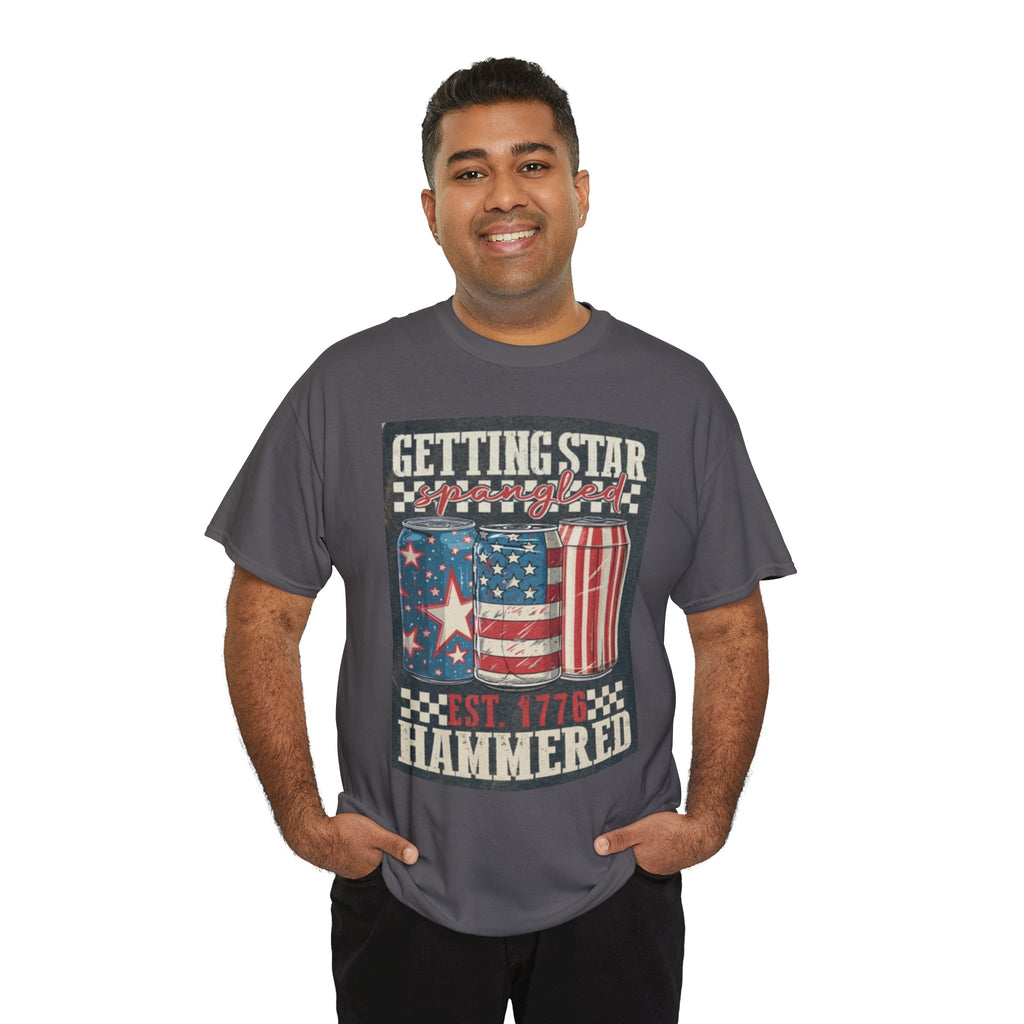 Getting Star Hammered Tee — Patriotic 4th of July Beer Can T-Shirt (Est. 1776)