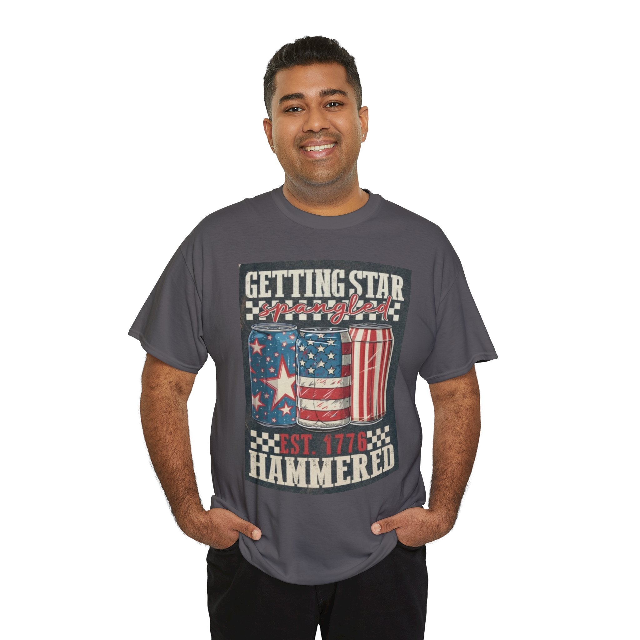 Getting Star Hammered Tee — Patriotic 4th of July Beer Can T-Shirt (Est. 1776)