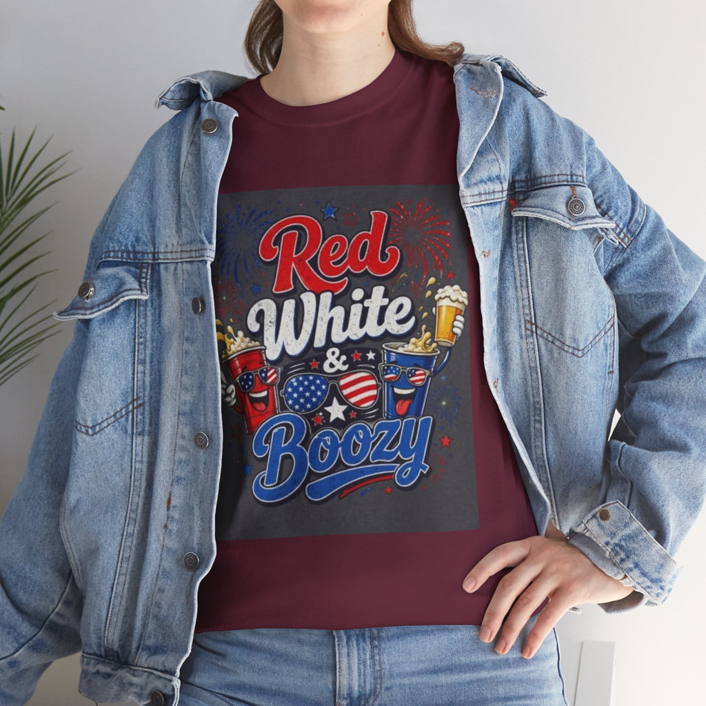 Red White & Boozy T-Shirt – Patriotic 4th of July Party Tee