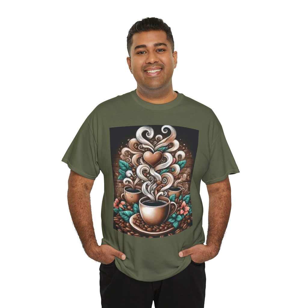 Coffee Cup T-Shirt — Whimsical Steaming Heart Coffee Design
