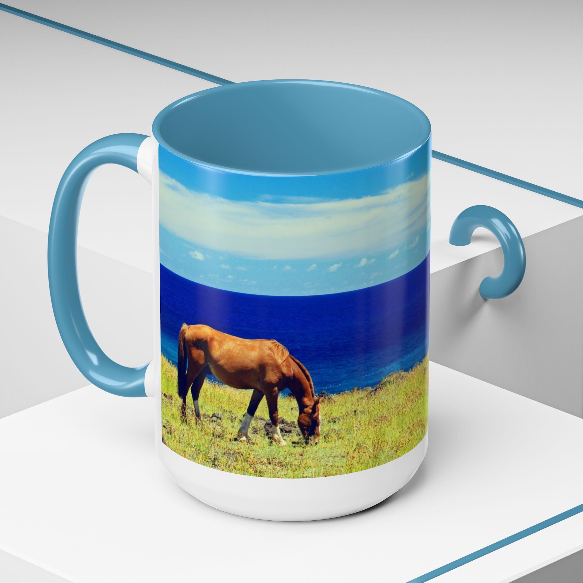 Coastal Landscape Accent Coffee Mug – Ocean View Beach Scene (11/15oz)