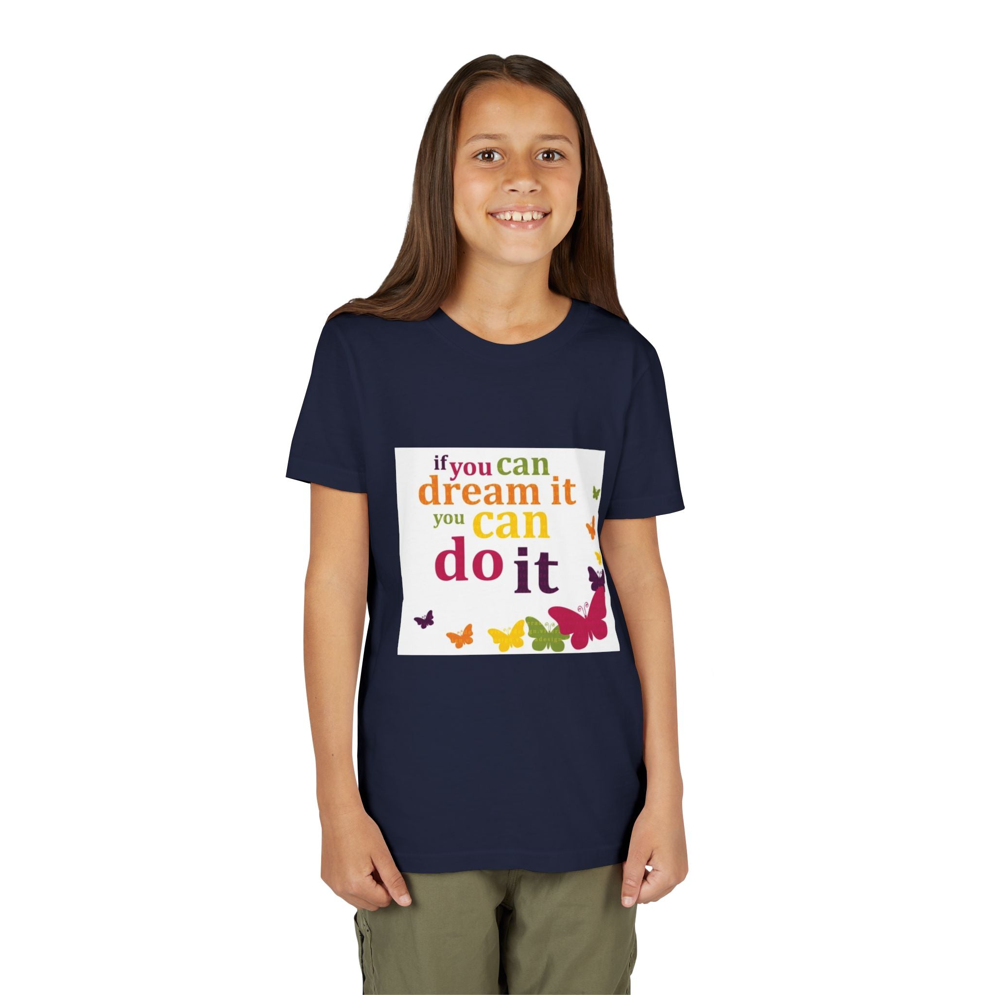 Youth Tee – "If You Can Dream It You Can Do It" Colorful Butterfly Inspirational Shirt