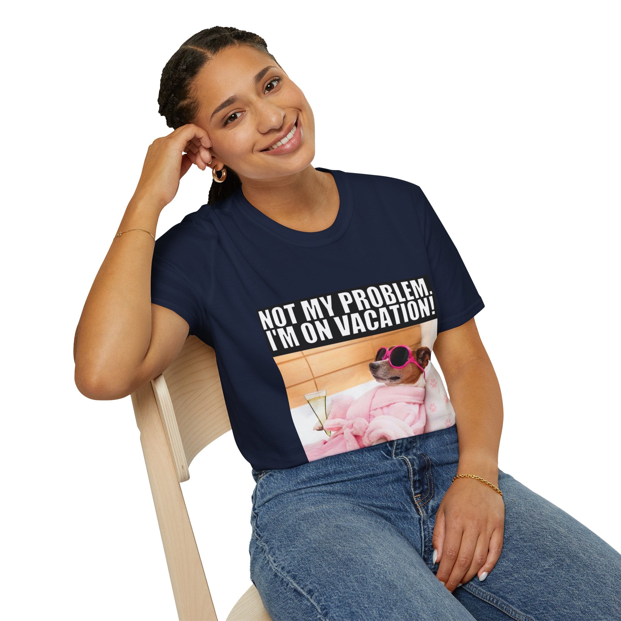 Vacation Vibes T-Shirt — "Not My Problem, I'm On Vacation" Relaxed Dog Graphic Tee