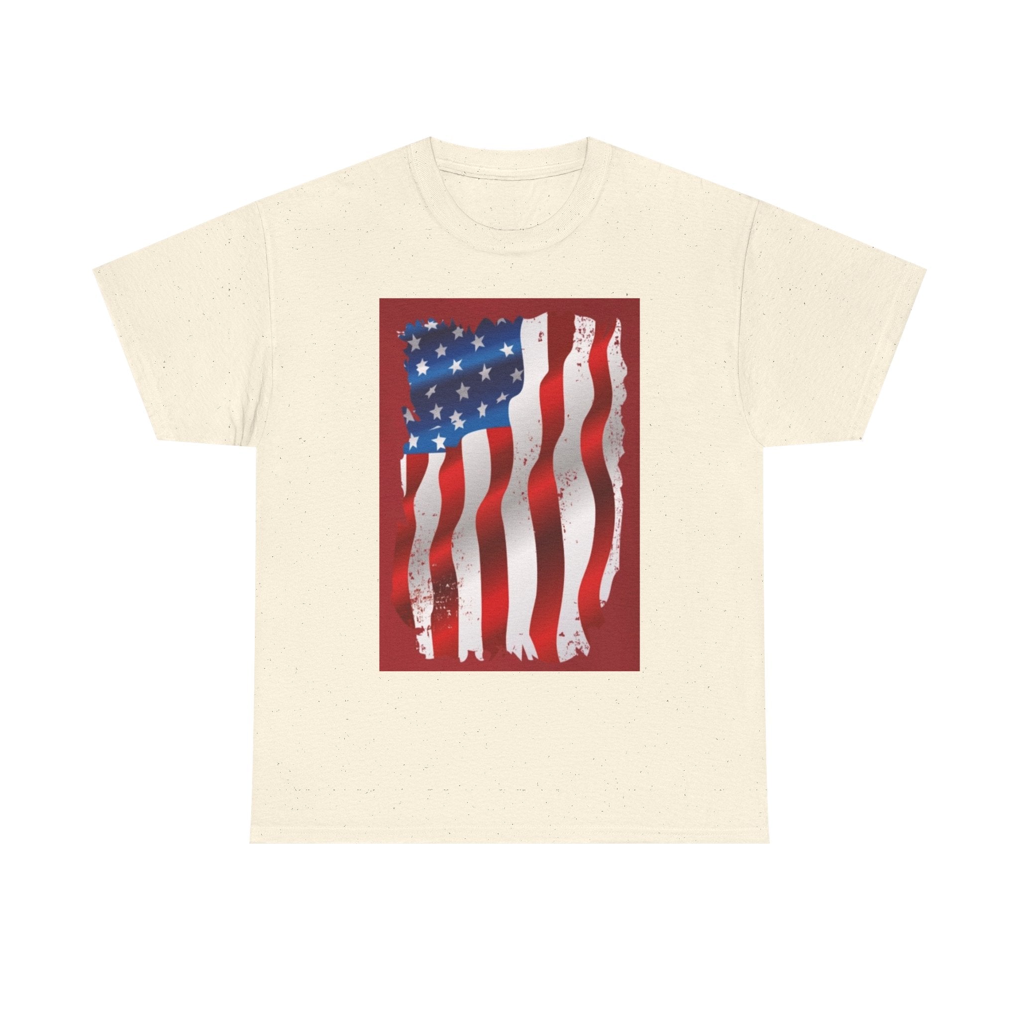American Flag Graphic Tee — Distressed Wavy Stars & Stripes