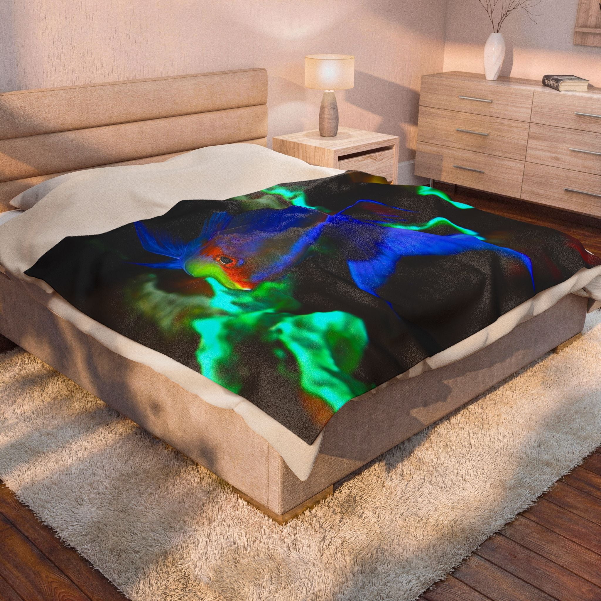 Tropical Fish Velveteen Plush Blanket — Vibrant Aquarium Throw for Ocean Lovers