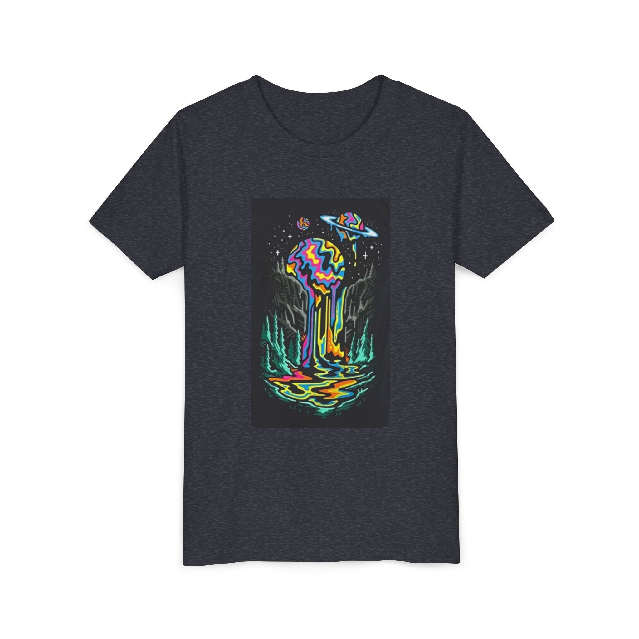 Youth Tee — Neon Drip Planet Space Graphic