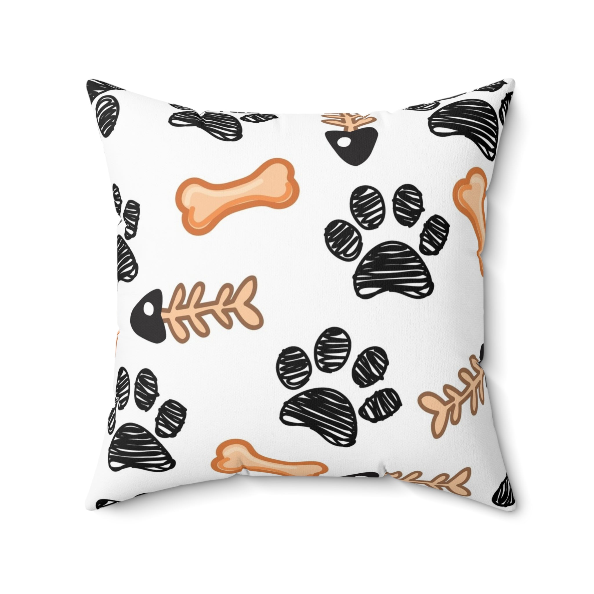 Dog Paw & Bones Decorative Throw Pillow — Pet Lover