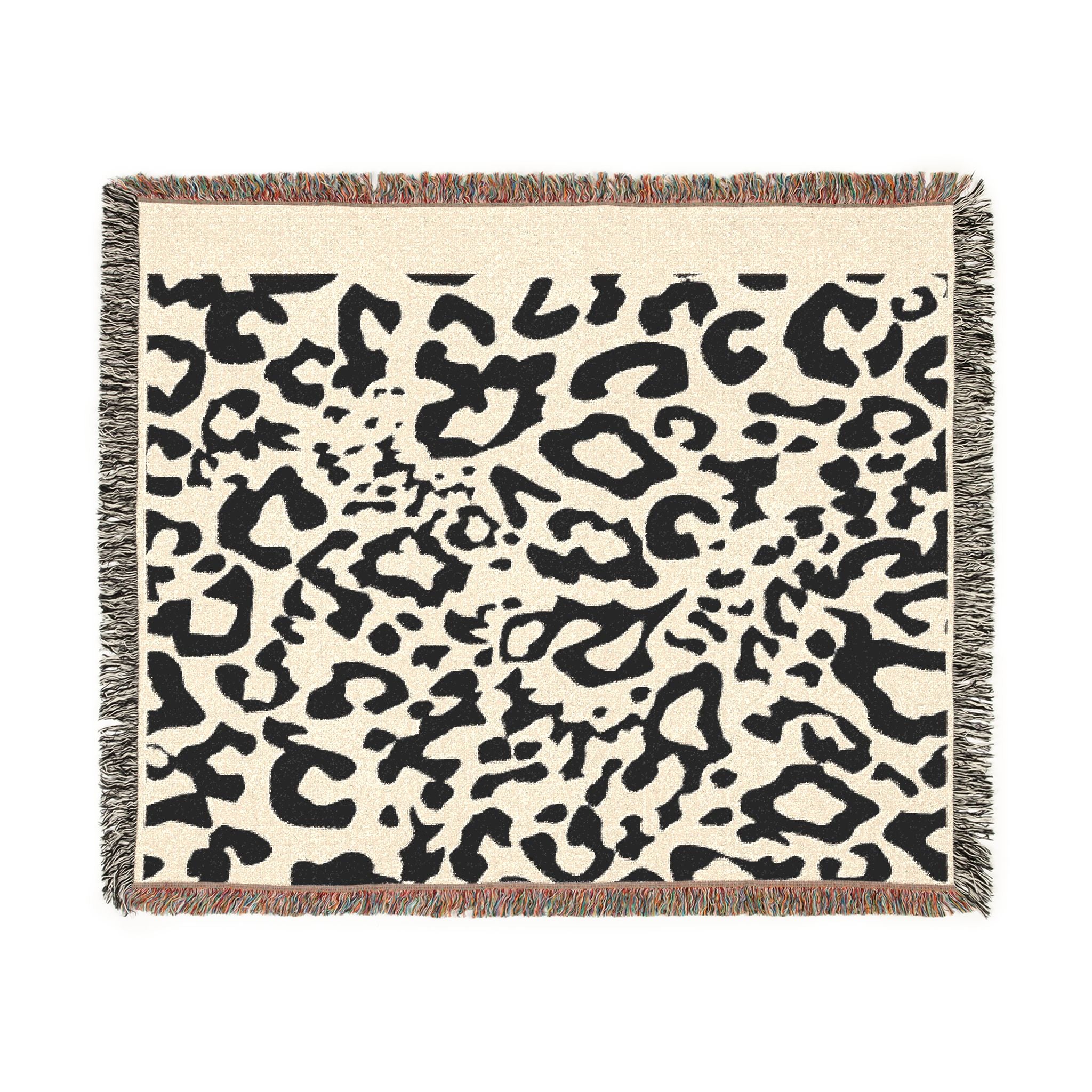 Leopard Print Woven Blanket — Cozy Fringe Throw for Living Room, Bedroom & Travel