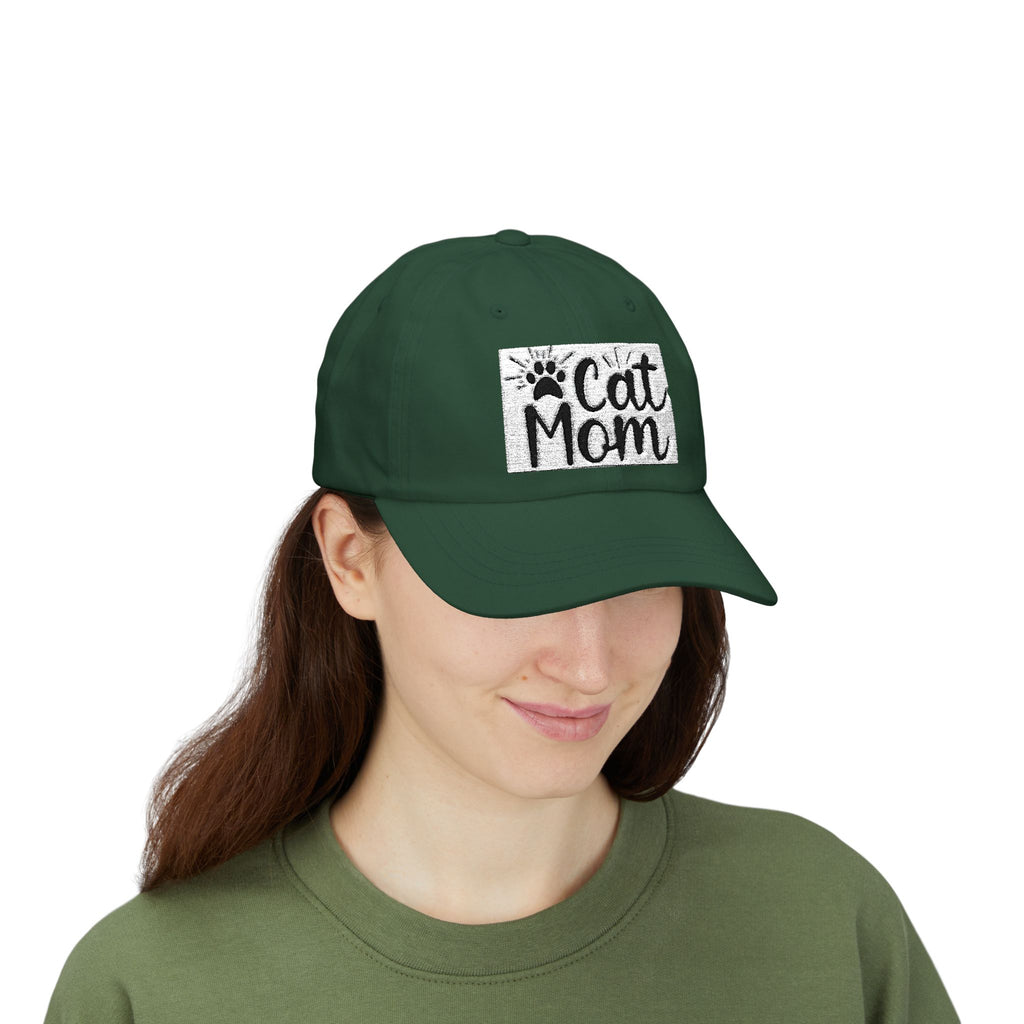 Cat Mom Dad Cap – White Embroidered Cat Mom Baseball Hat