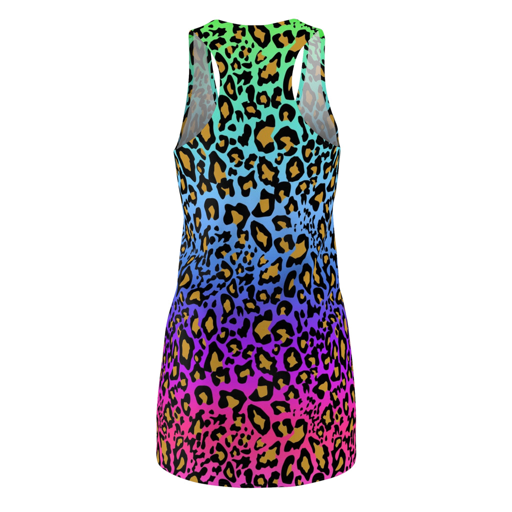 Rainbow Leopard Racerback Dress – Vibrant Ombre Animal Print