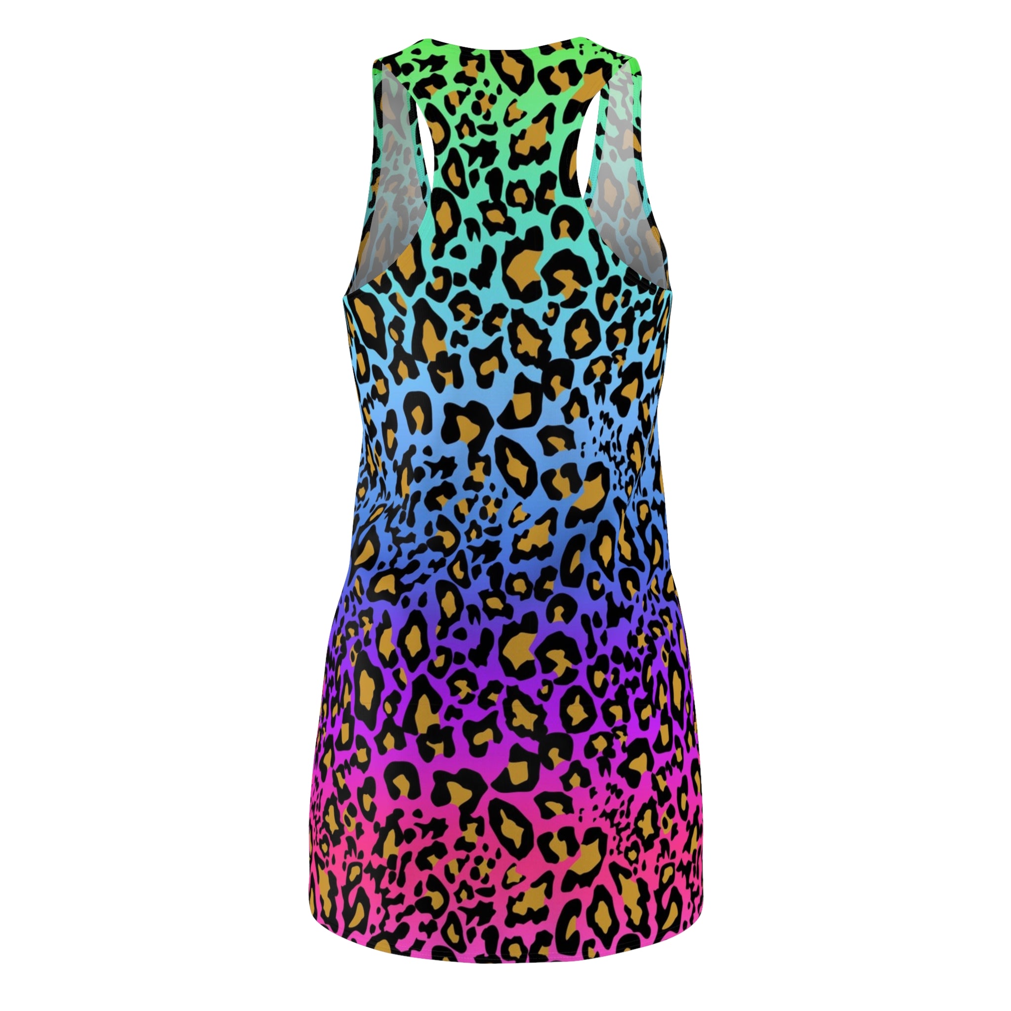 Rainbow Leopard Racerback Dress – Vibrant Ombre Animal Print