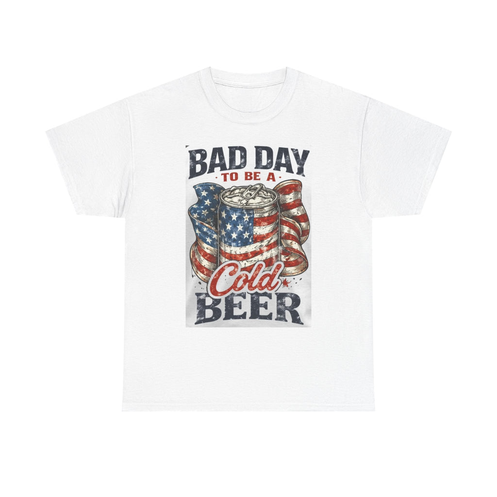 Bad Day to Be a Cold Beer T-Shirt — American Flag Beer Can Graphic Tee