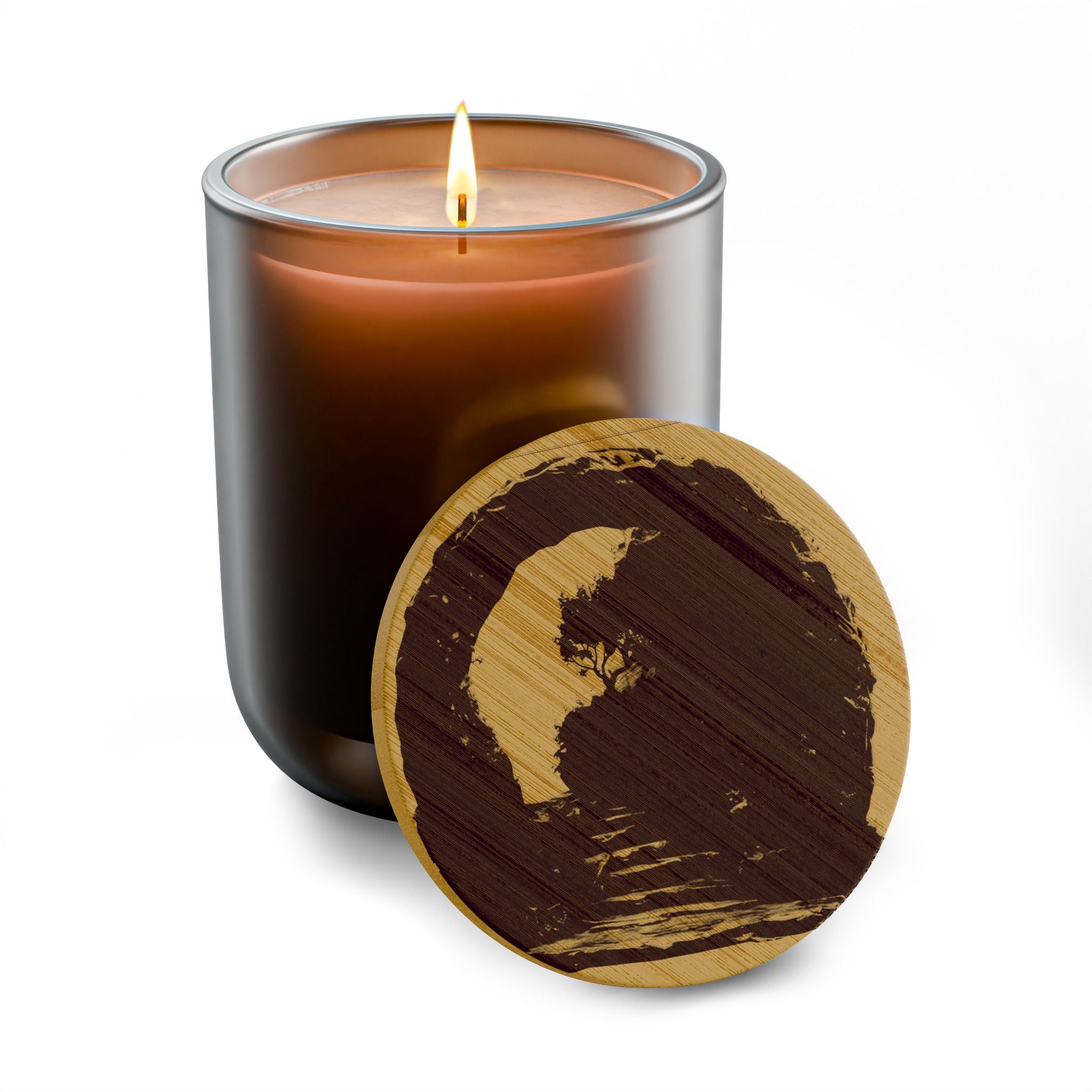 Engraved 14oz Soy Candle — Moon & Waves Scented Candle with Wooden Lid
