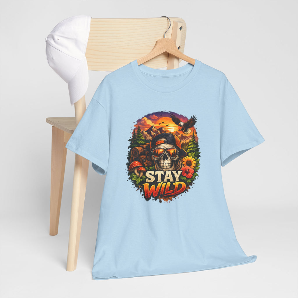 Stay Wild Skull Tee — Vintage Sunset Skull & Sunflower Graphic T-Shirt