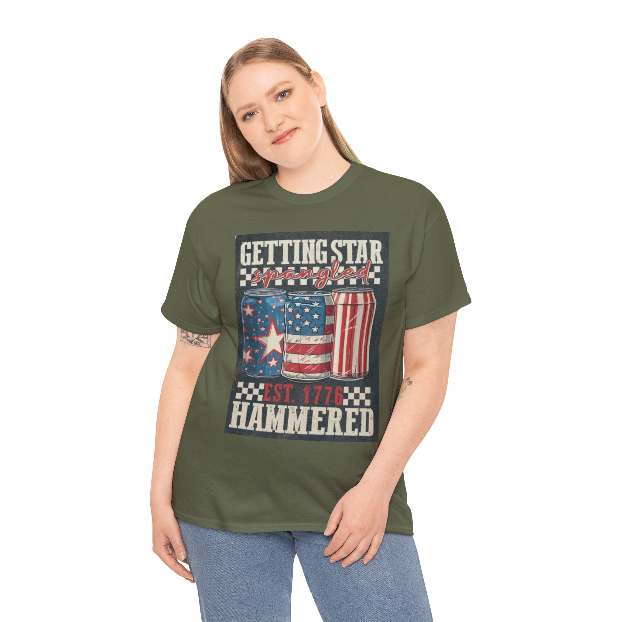 Getting Star Hammered Tee — Patriotic 4th of July Beer Can T-Shirt (Est. 1776)