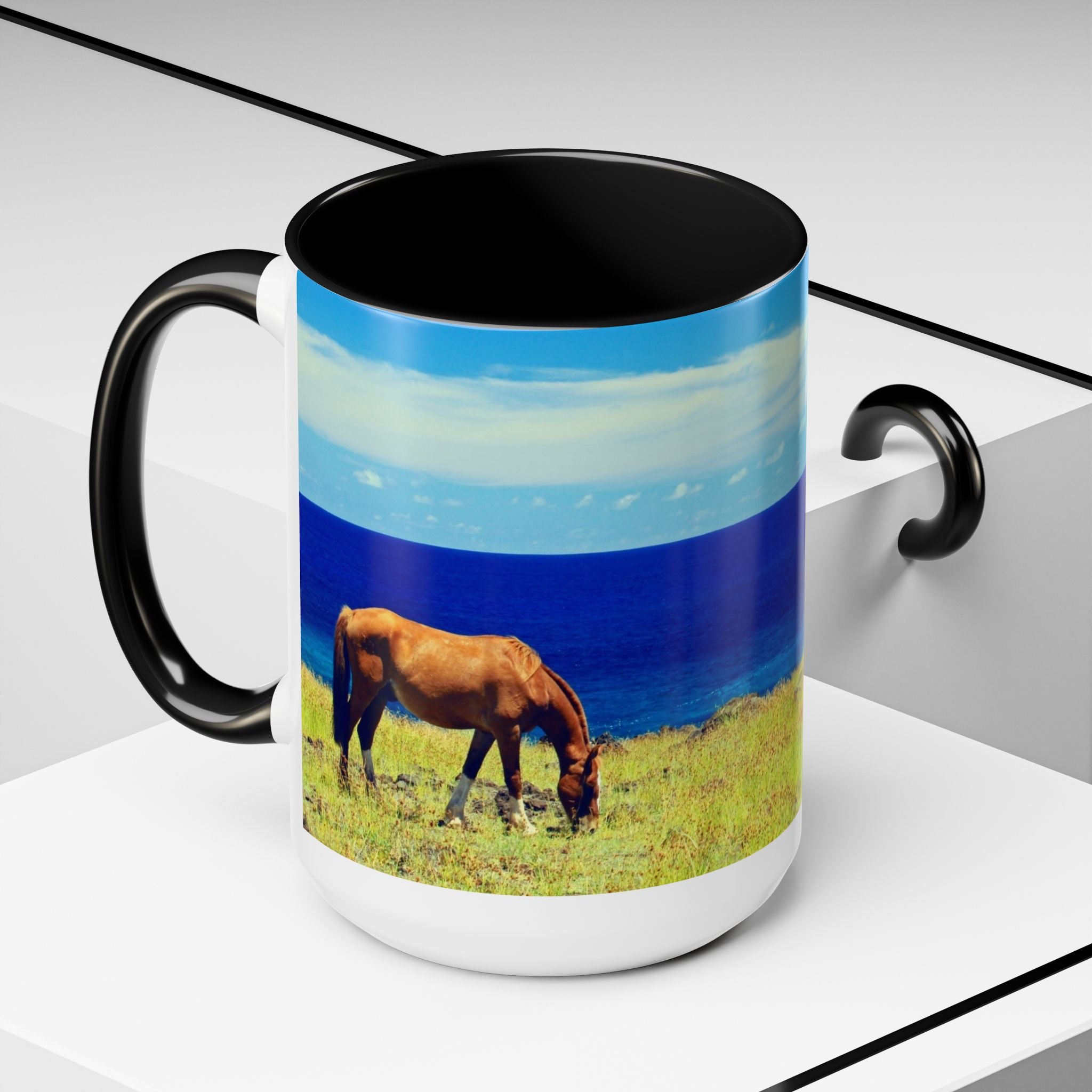 Coastal Landscape Accent Coffee Mug – Ocean View Beach Scene (11/15oz)