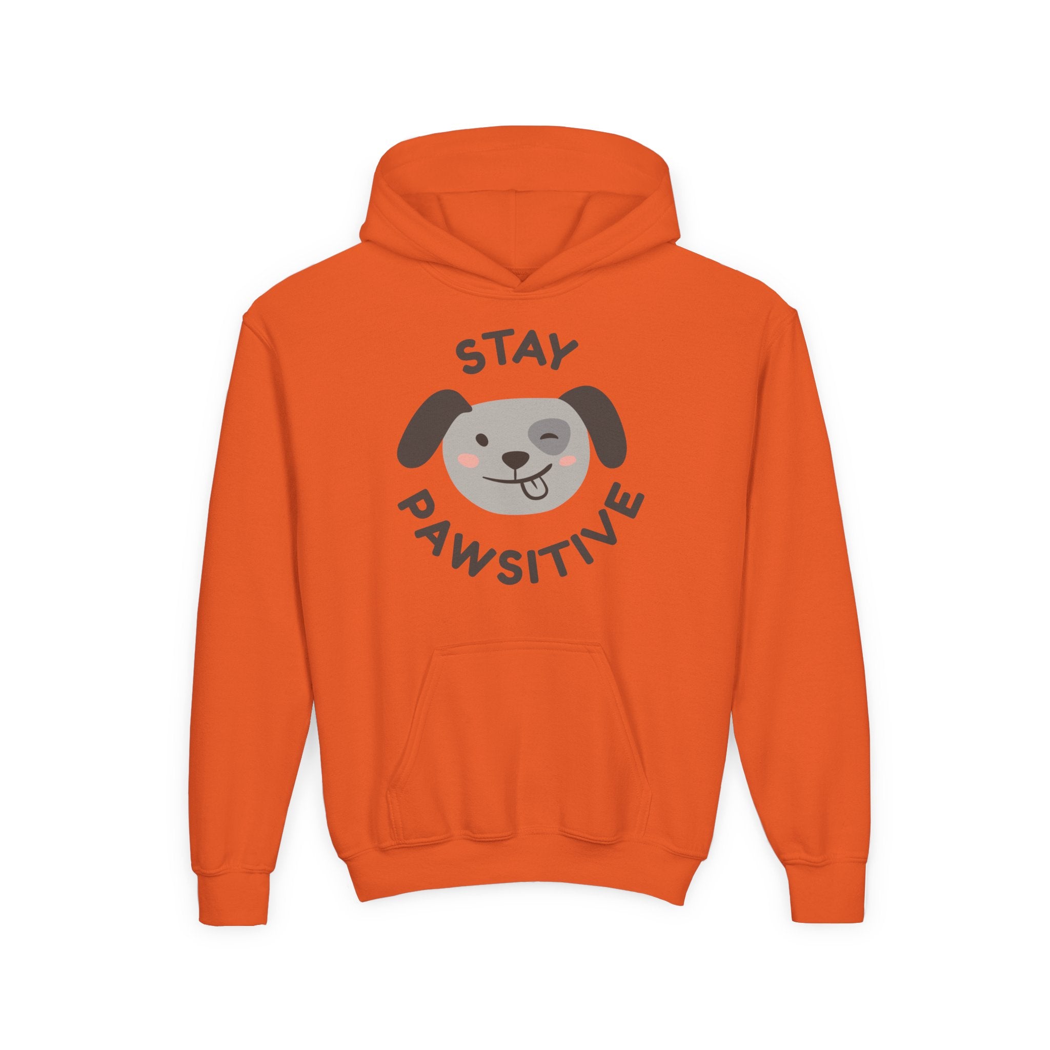 Stay Pawsitive Youth Hoodie – Cute Dog Graphic Kids Sweatshirt