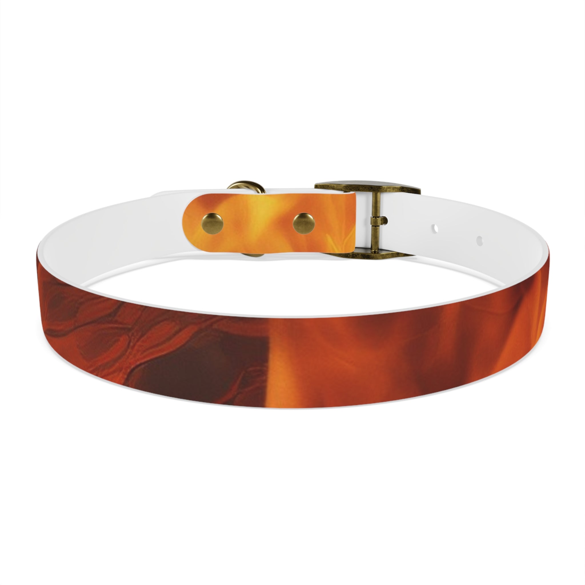 Amber Swirl Dog Collar — Warm Brown Abstract Pattern