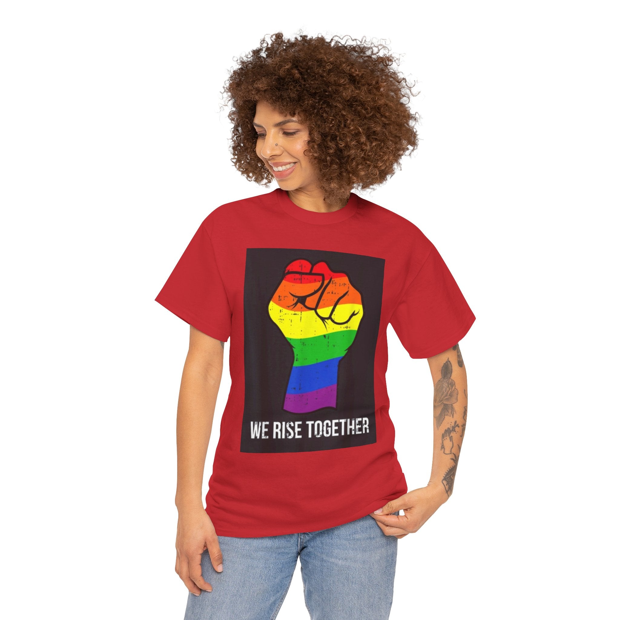 We Rise Together Rainbow Fist T-Shirt