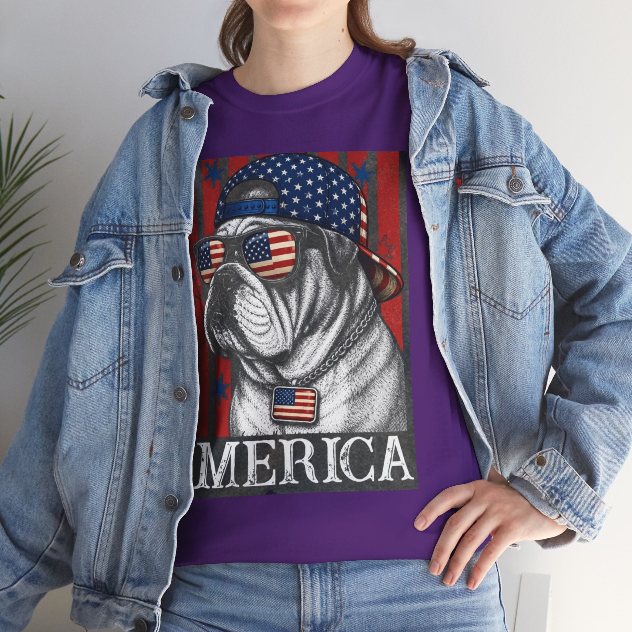 'Merica Bulldog T-Shirt — Patriotic American Flag Tee for Fourth of July
