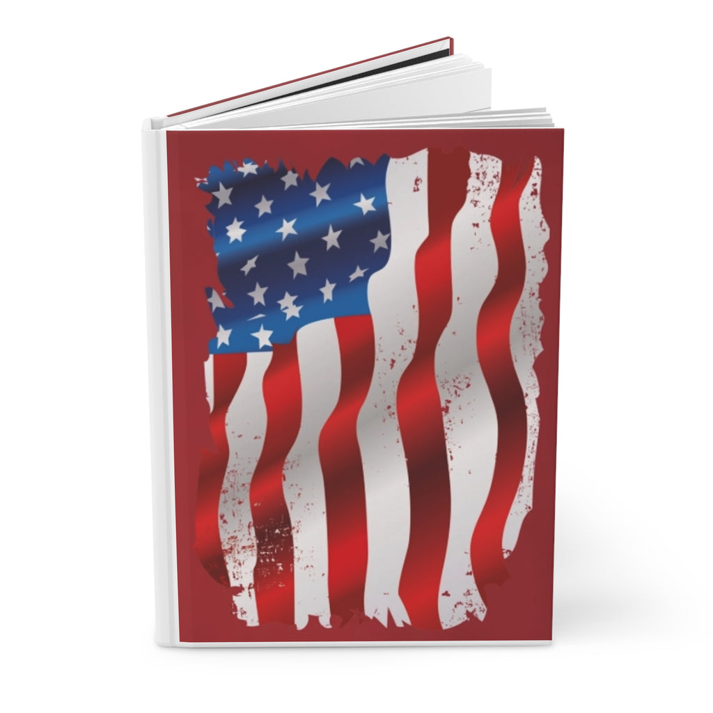 American Flag Hardcover Journal — Patriotic Notebook for Veterans, July 4th, Memorial Day