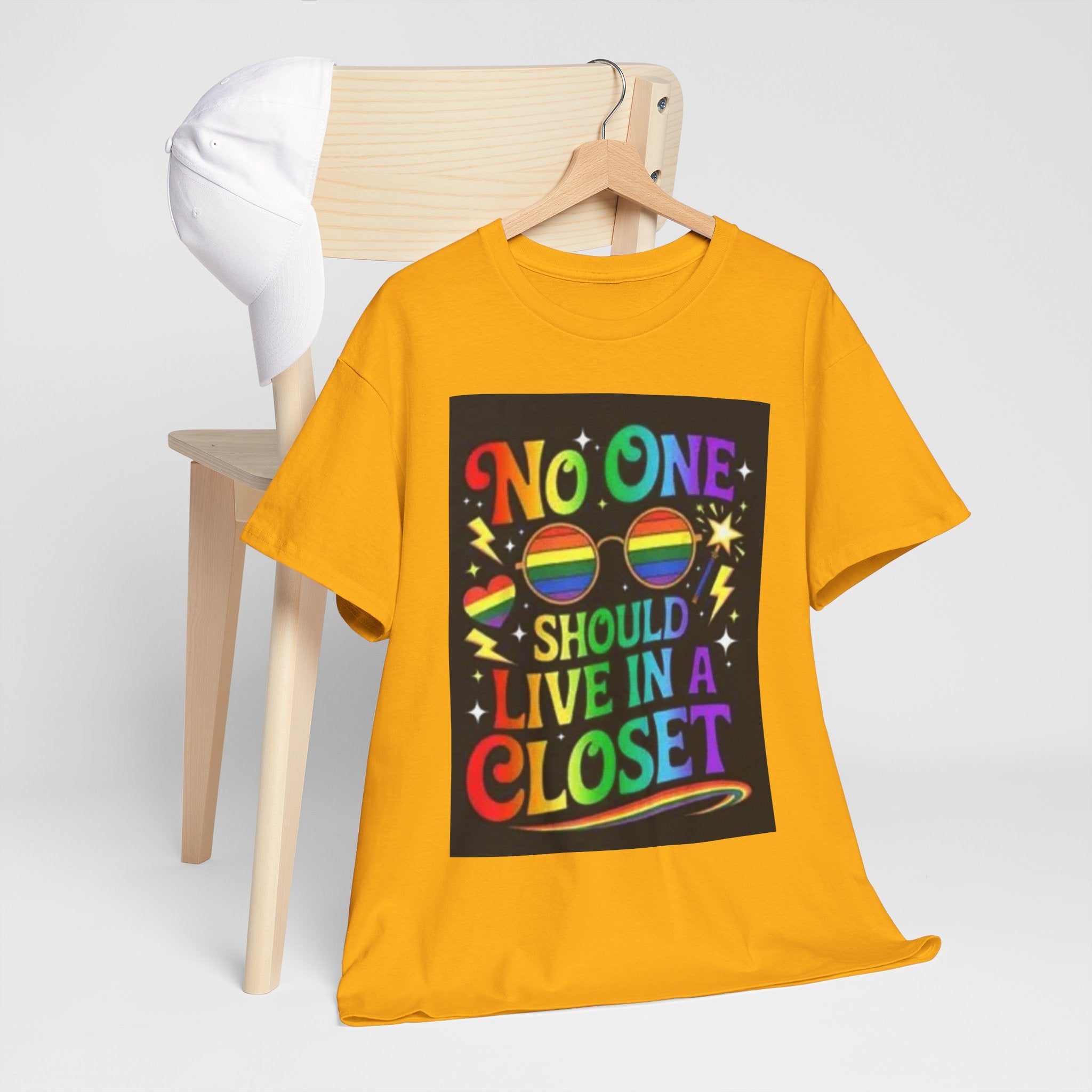 T‑Shirt — "No One Should Live in a Closet" Rainbow Pride Tee