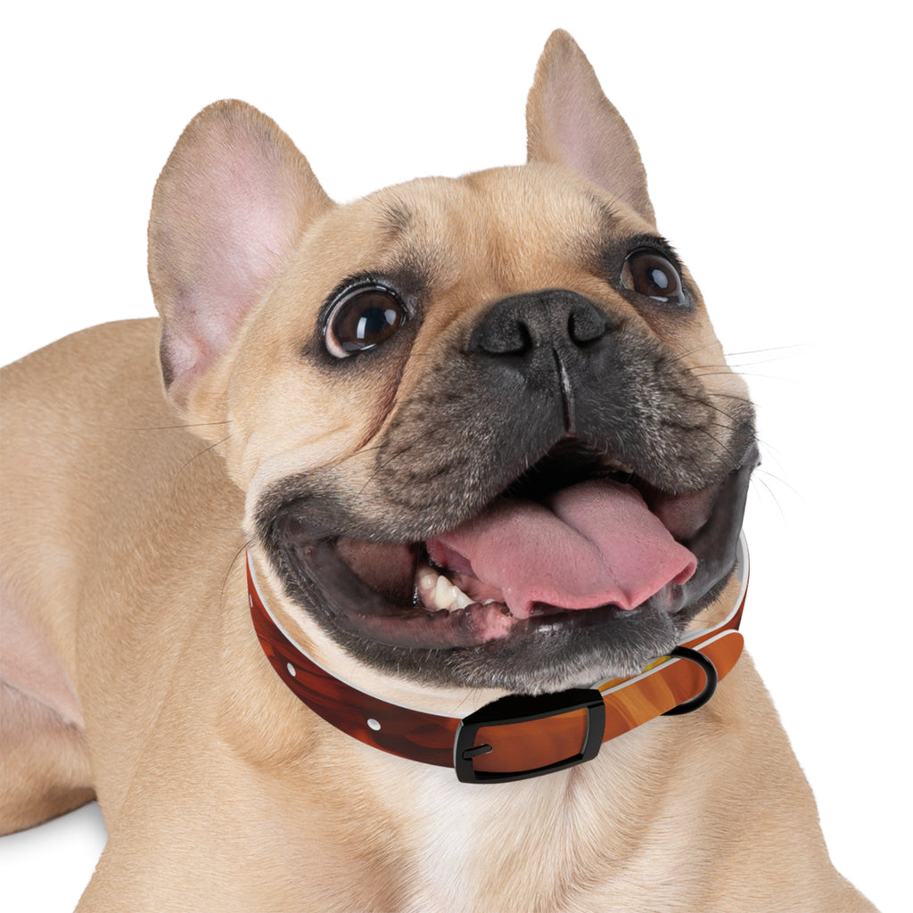 Amber Swirl Dog Collar — Warm Brown Abstract Pattern