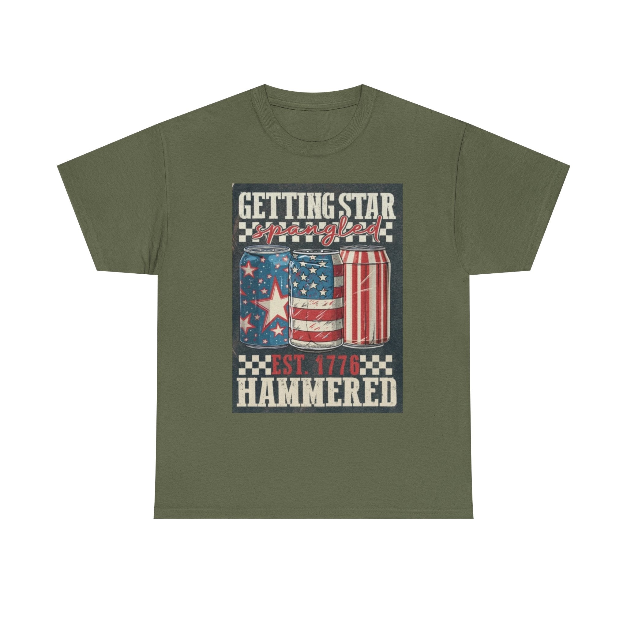 Getting Star Hammered Tee — Patriotic 4th of July Beer Can T-Shirt (Est. 1776)