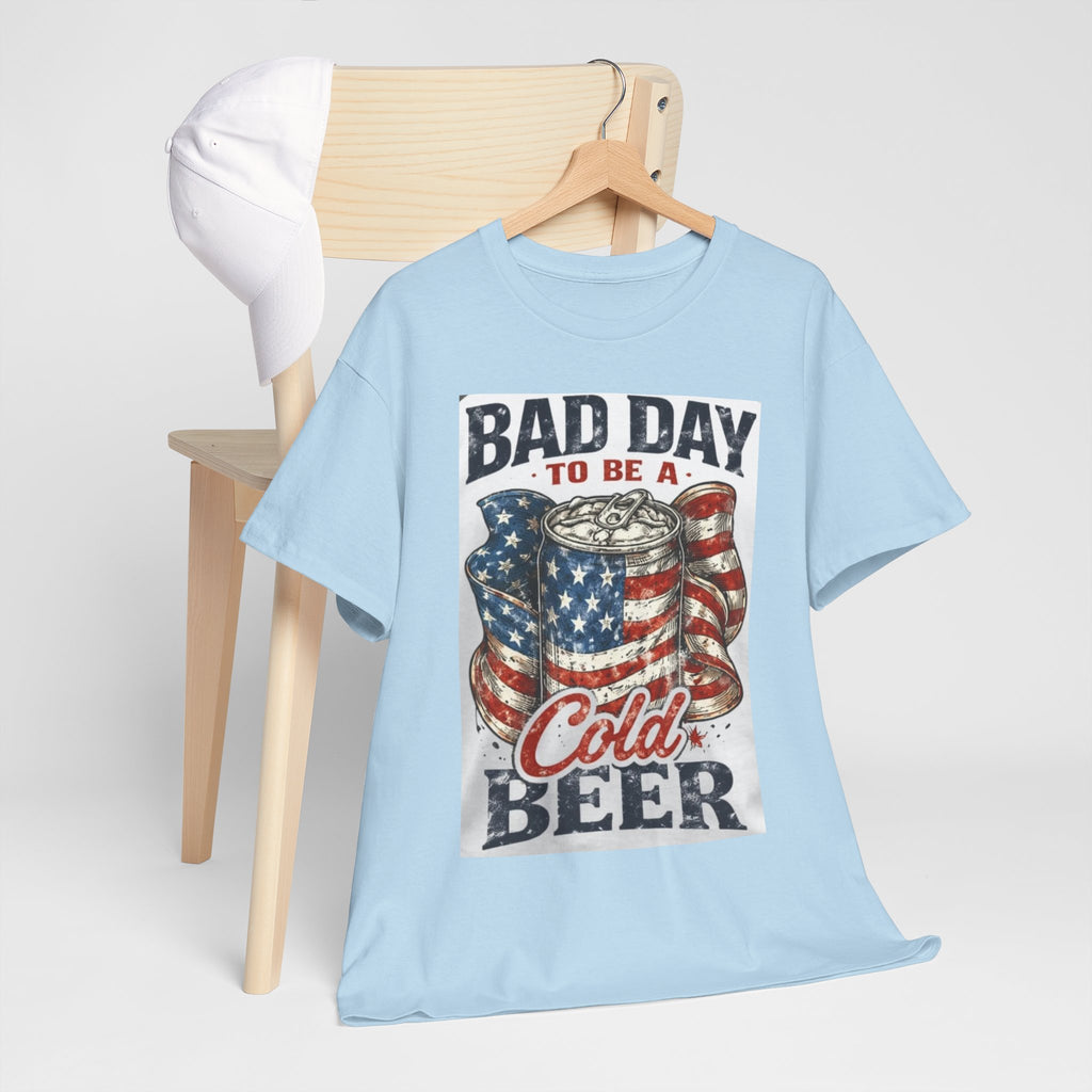 Bad Day to Be a Cold Beer T-Shirt — American Flag Beer Can Graphic Tee