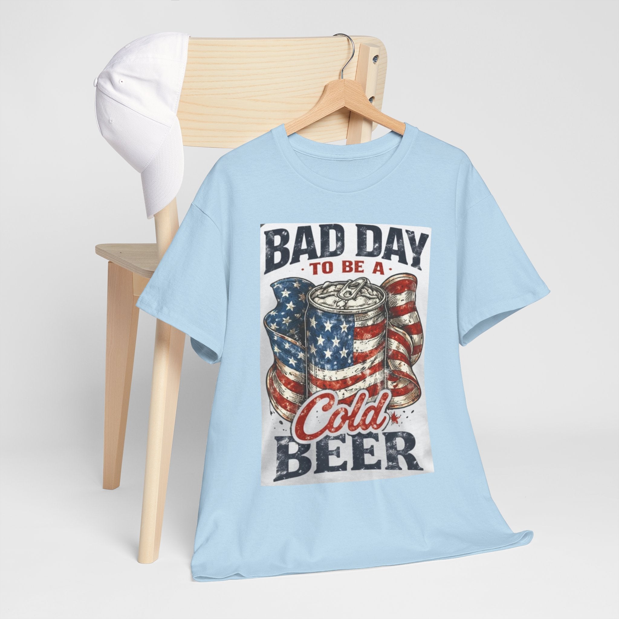 Bad Day to Be a Cold Beer T-Shirt — American Flag Beer Can Graphic Tee