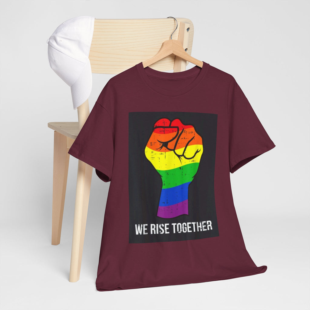 We Rise Together Rainbow Fist T-Shirt