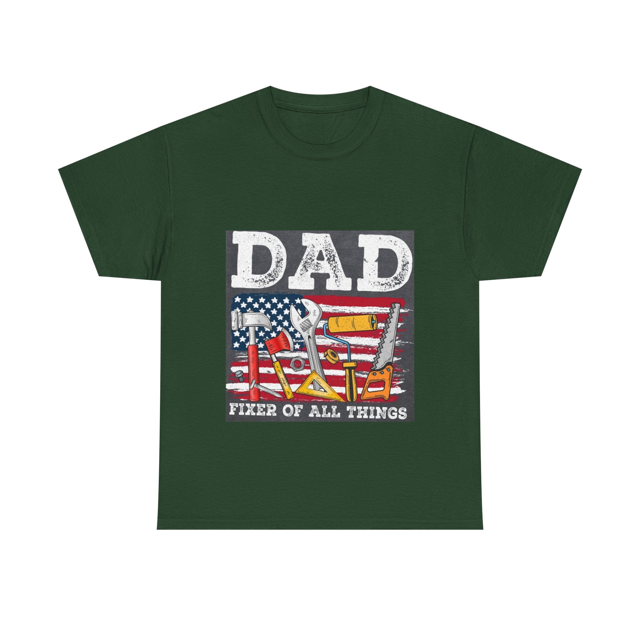Dad Fixer Of All Things T-Shirt — American Flag Tool Graphic Tee for Fathers