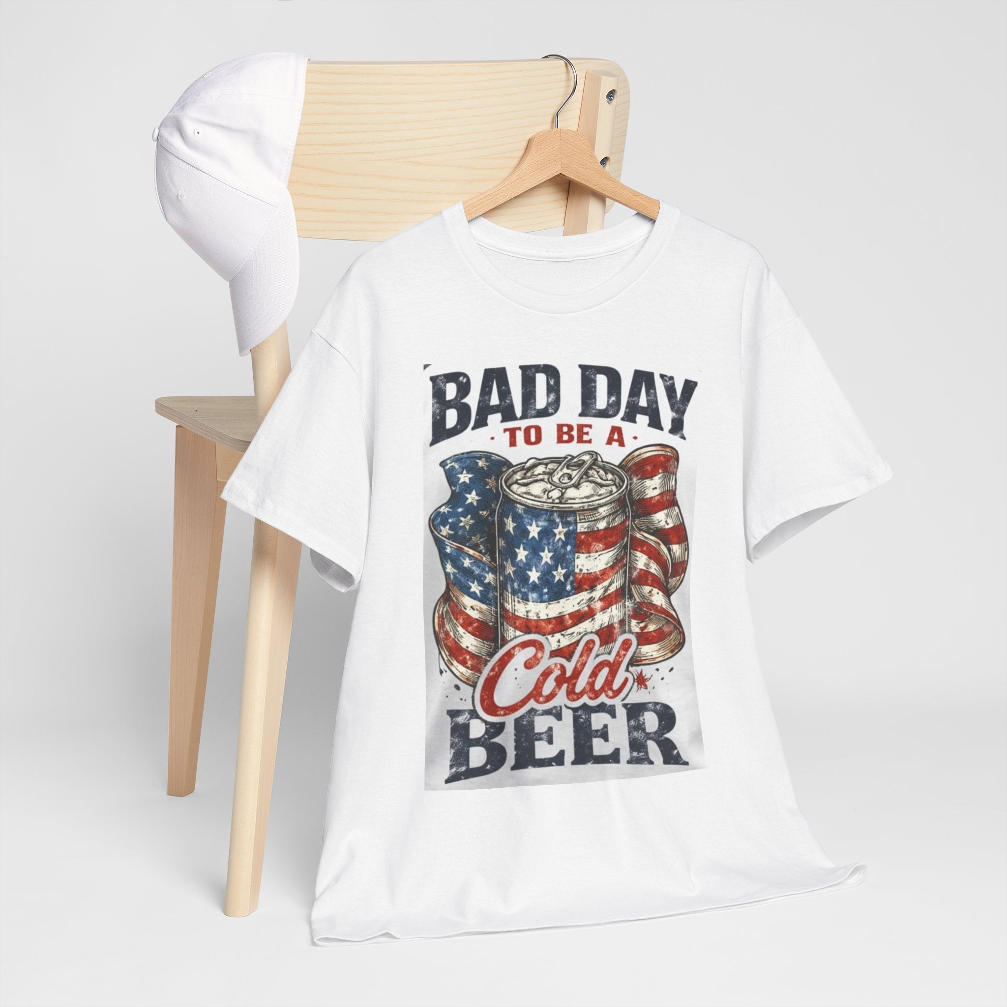 Bad Day to Be a Cold Beer T-Shirt — American Flag Beer Can Graphic Tee