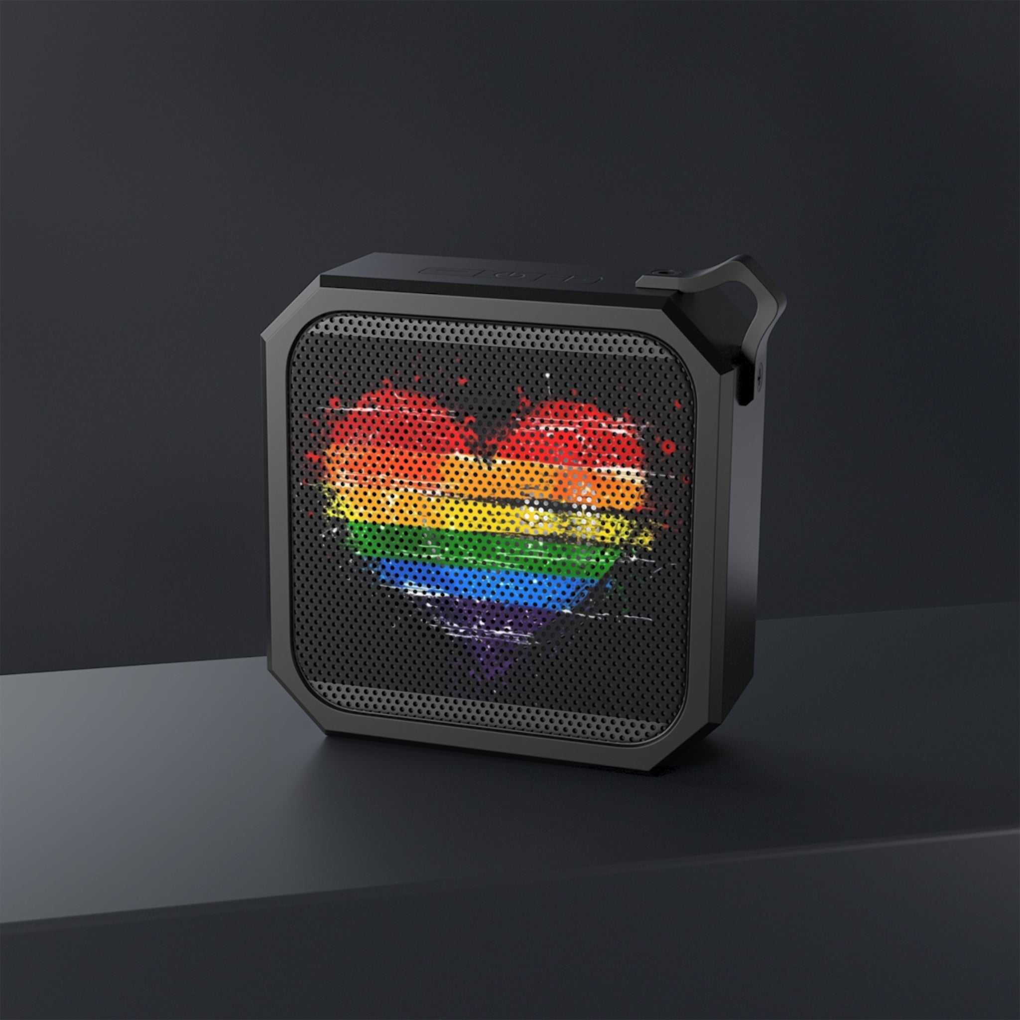 Bluetooth Speaker — Waterproof Outdoor Speaker with Rainbow Heart Pride Design