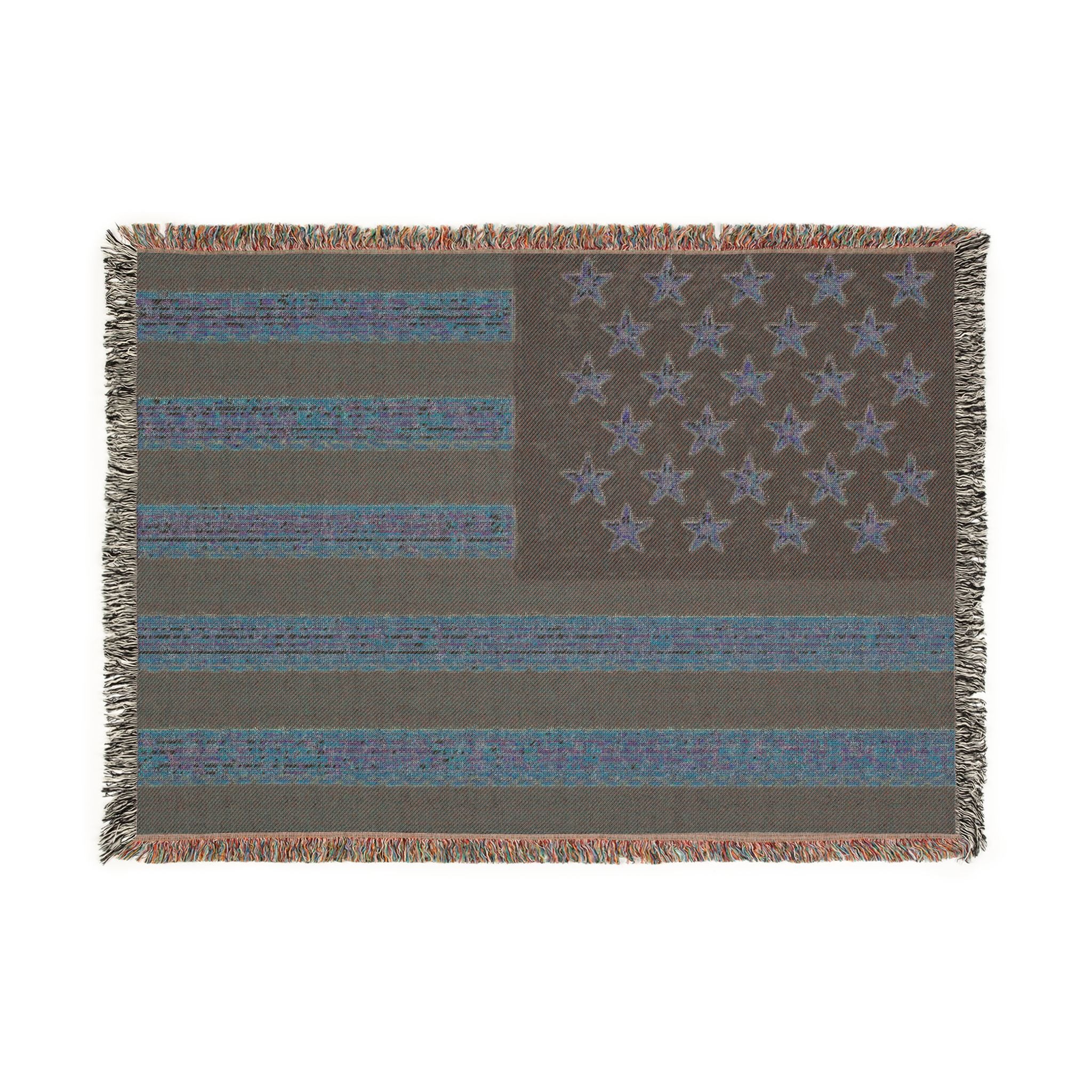 American Flag Woven Blanket — Rustic Patriotic Throw for Home, 4th of July & Veteran Gifts