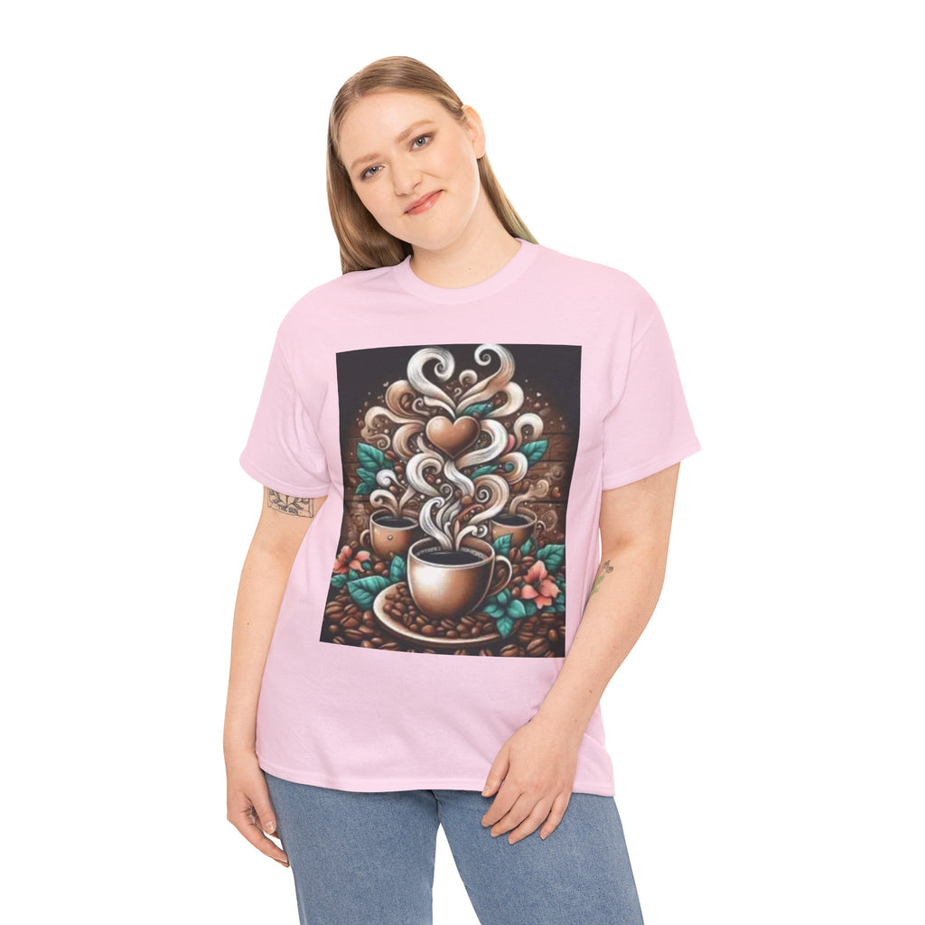 Coffee Cup T-Shirt — Whimsical Steaming Heart Coffee Design