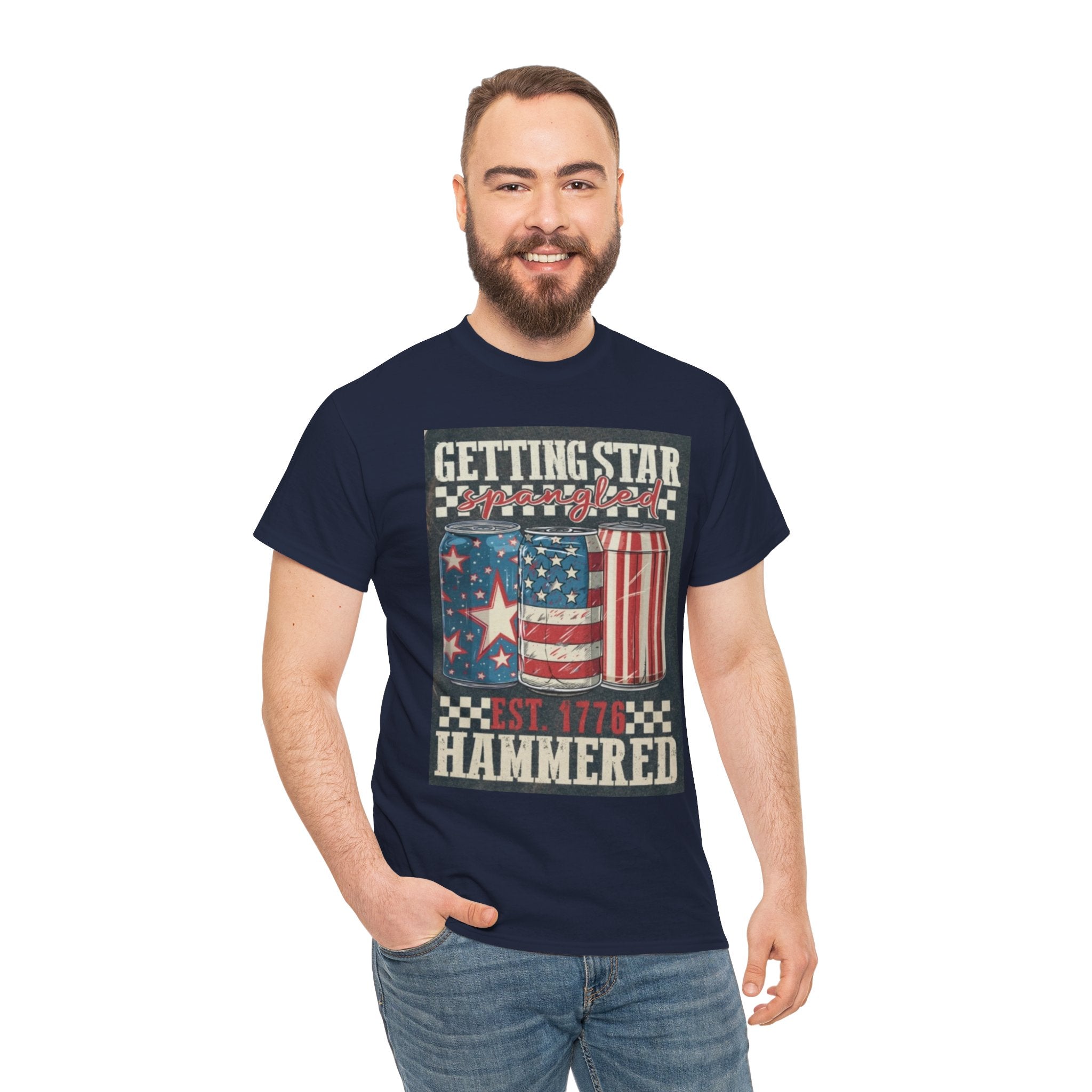 Getting Star Hammered Tee — Patriotic 4th of July Beer Can T-Shirt (Est. 1776)