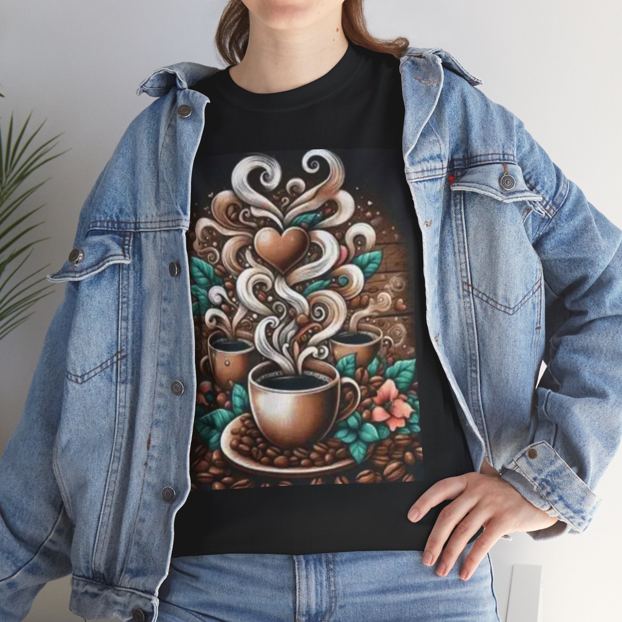 Coffee Cup T-Shirt — Whimsical Steaming Heart Coffee Design
