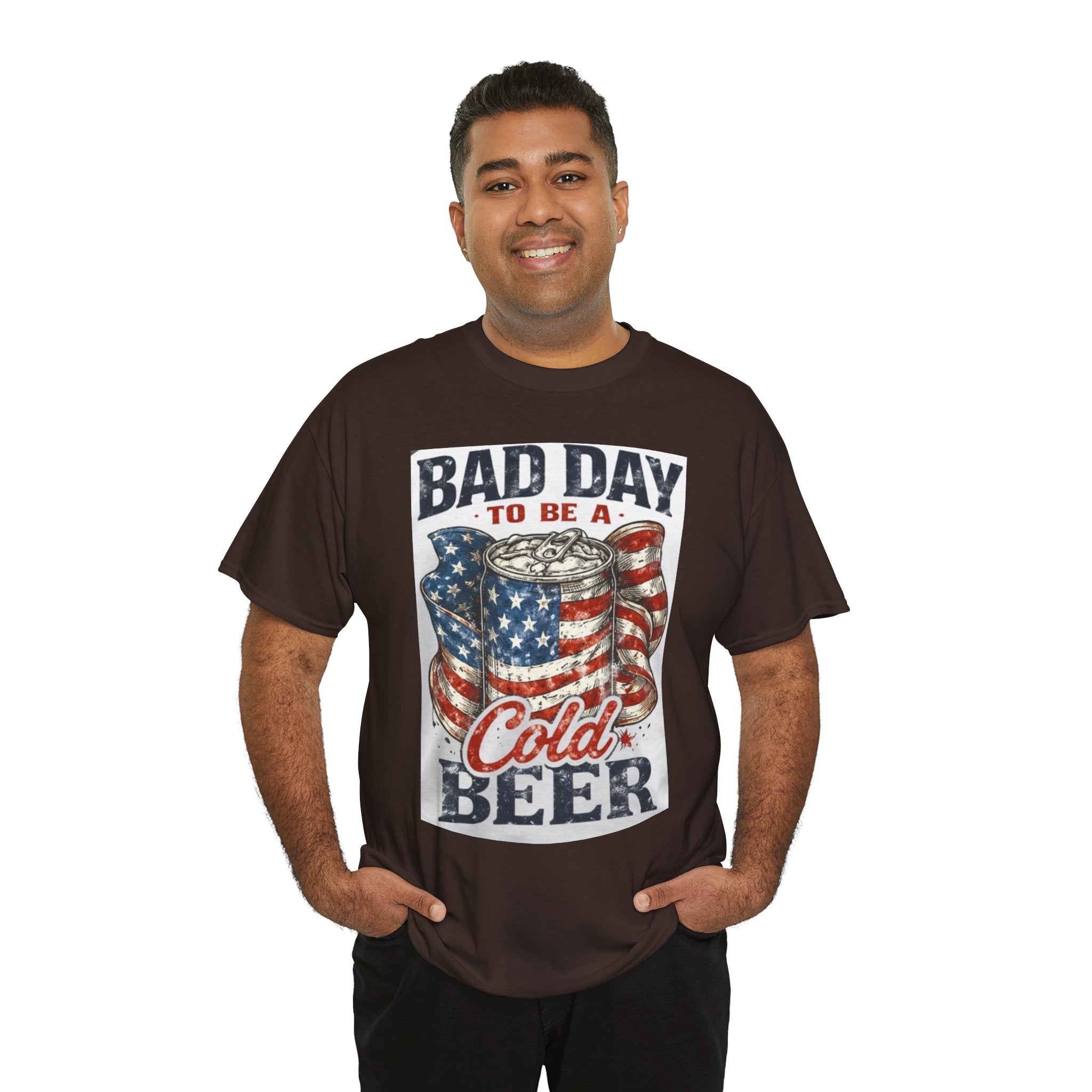 Bad Day to Be a Cold Beer T-Shirt — American Flag Beer Can Graphic Tee
