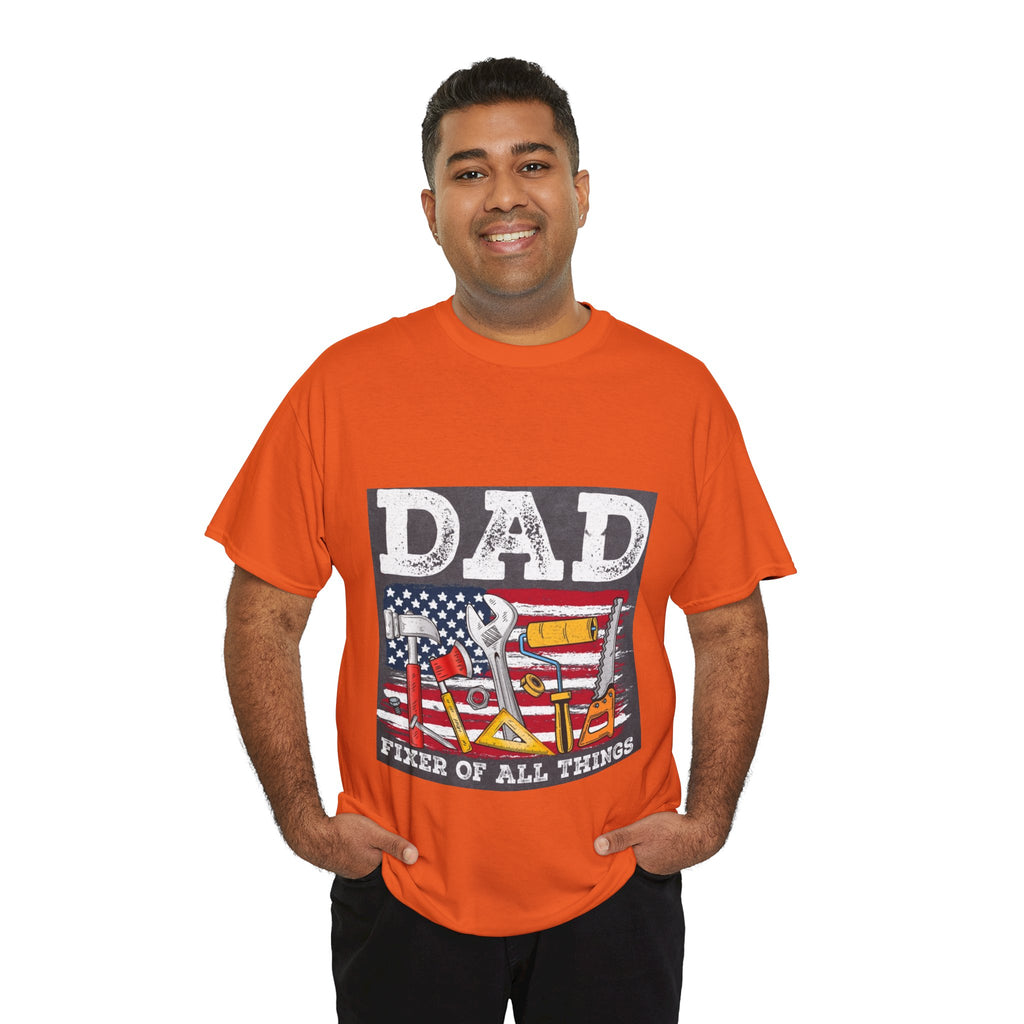 Dad Fixer Of All Things T-Shirt — American Flag Tool Graphic Tee for Fathers