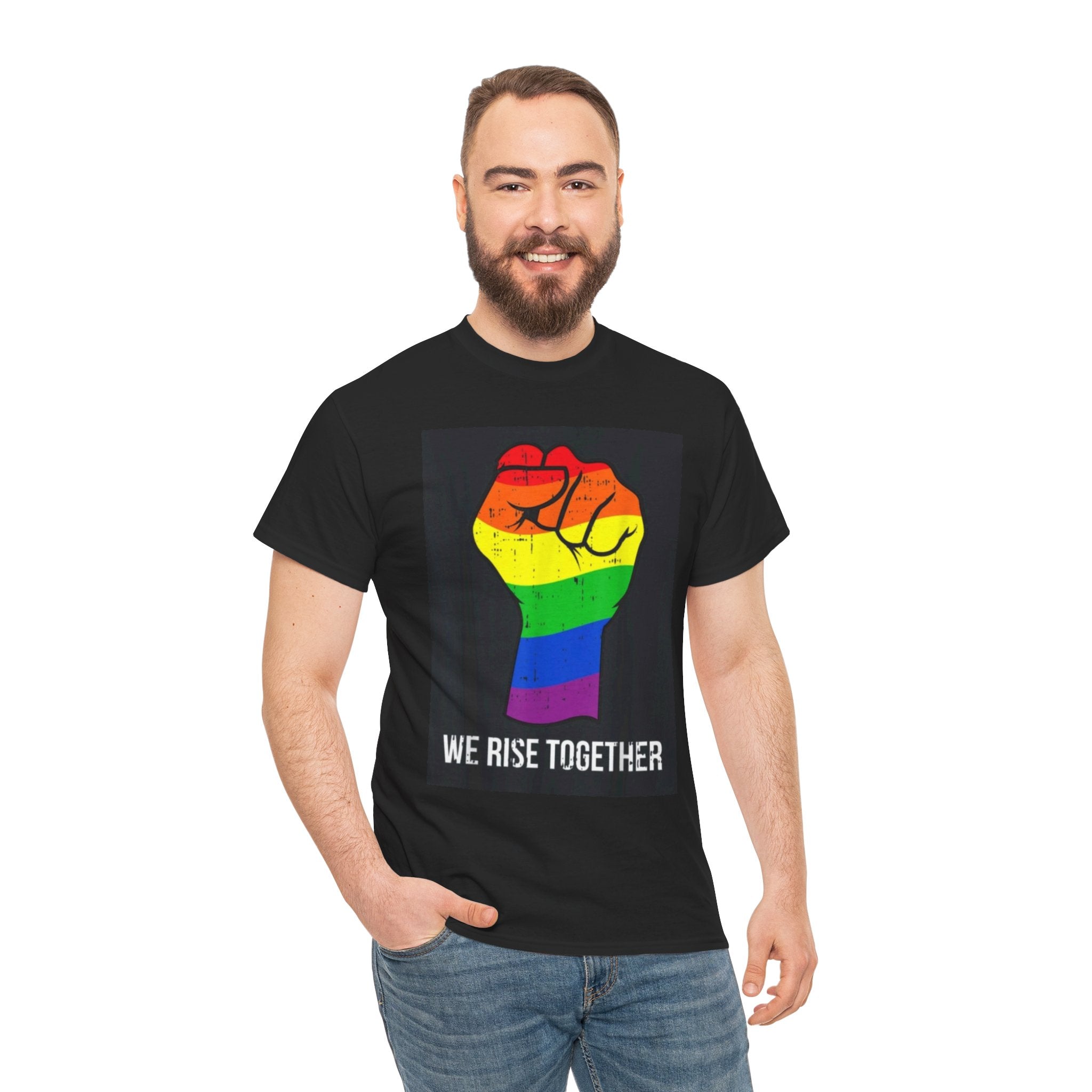 We Rise Together Rainbow Fist T-Shirt