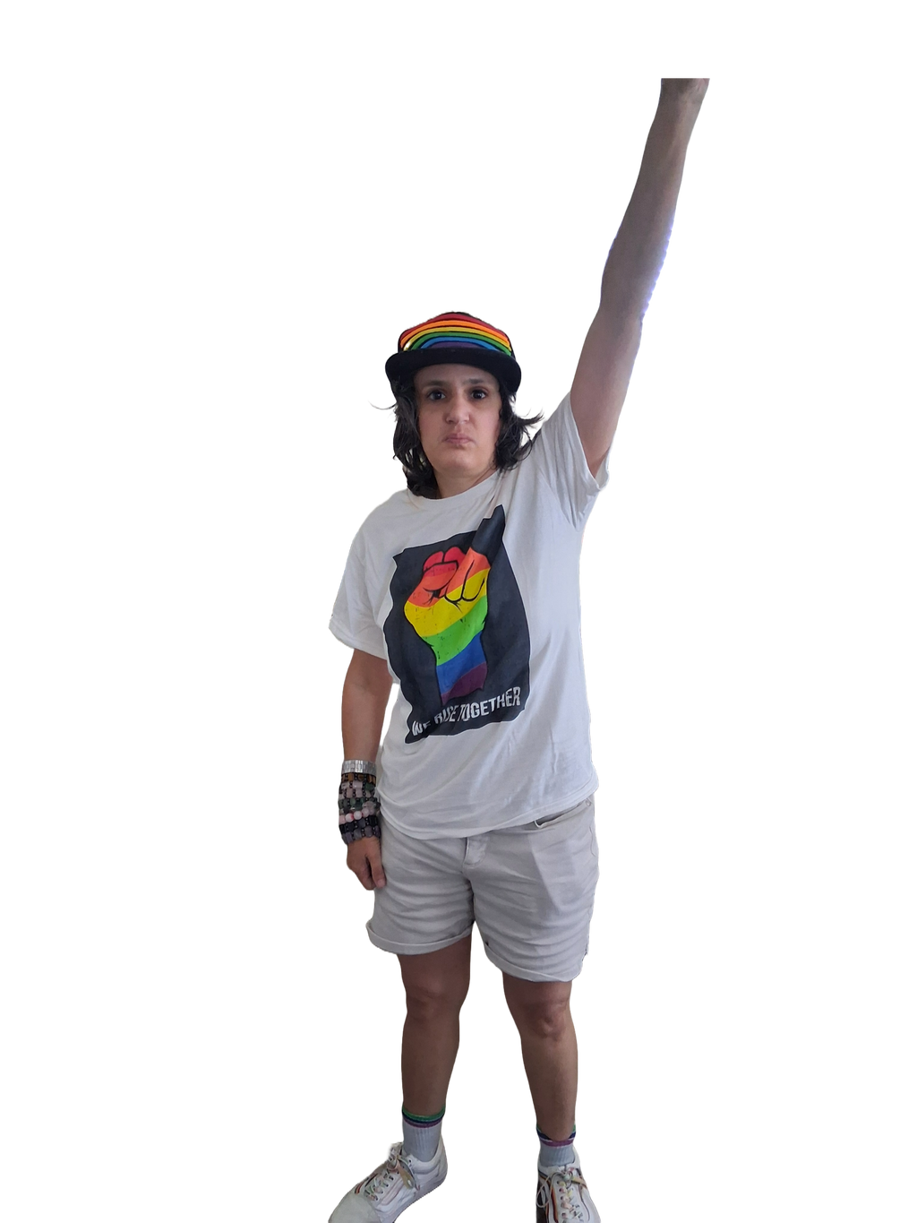 We Rise Together Rainbow Fist T-Shirt