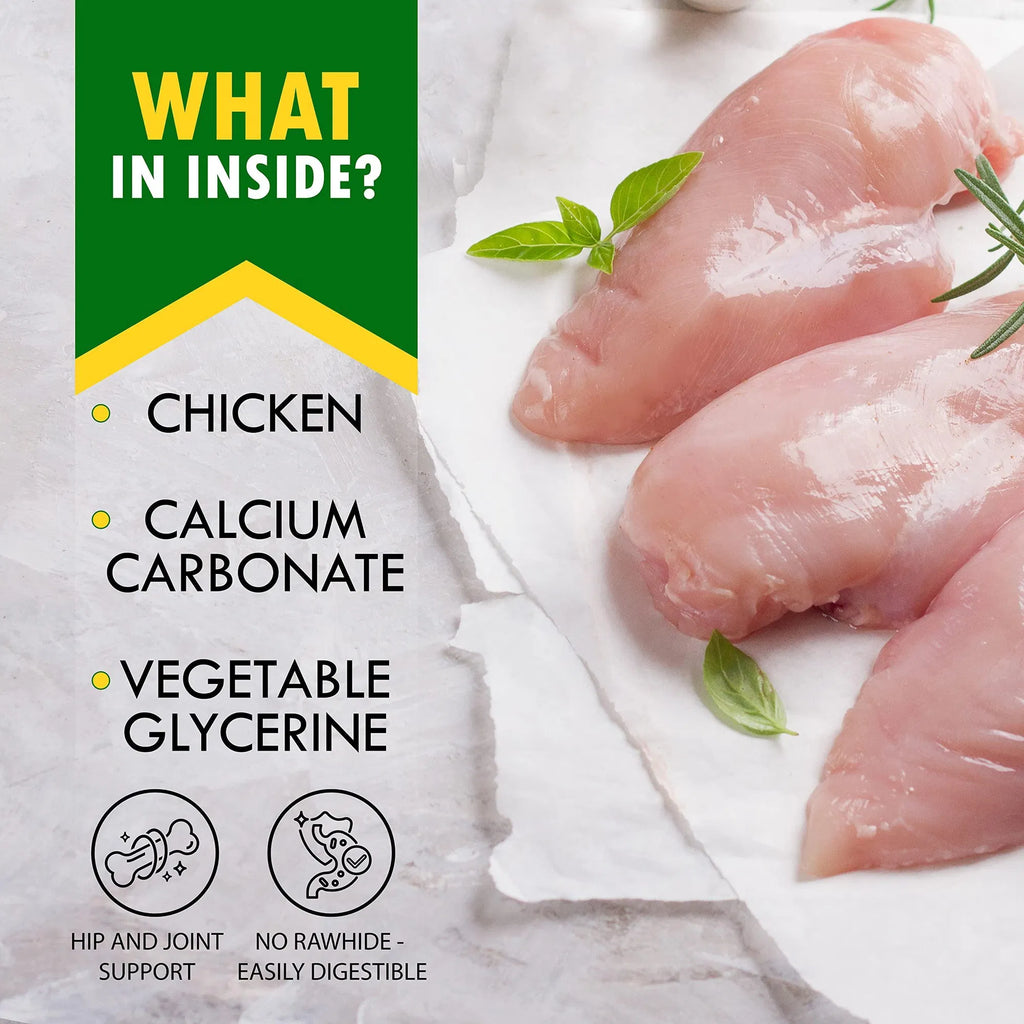 Dog Calcium Bones Wrapped Chicken & Rawhide Free Chew Treats Pet Healthy Dried Snacks Grain Free Organic Meat Chews For Training Small Large Dogs
