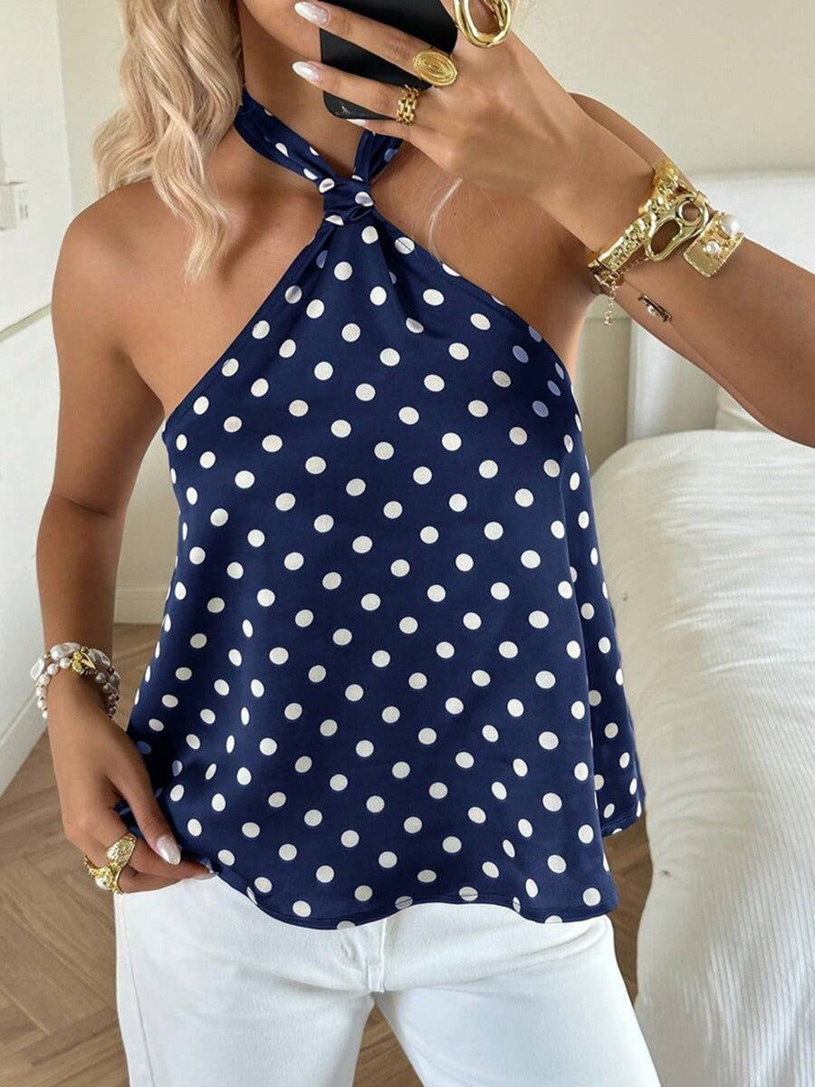 Womens Solid Color Backless And Off The Shoulder Camisole Sleeveless Top