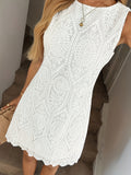 Elegant Sleeveless Dress With A Round Neckline